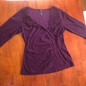 Eggplant Decorative V-Neck
